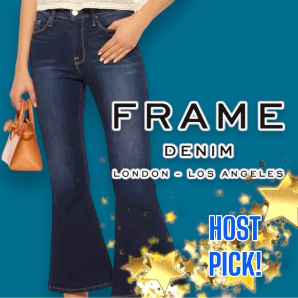 Frame Denim Denim - 🎉HOST PICK!🎉NWT FRAME Le Bell Cropped Flare Jeans in Deep Indigo Blue. Size 26